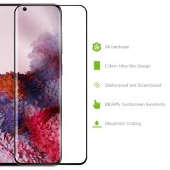SGSAMS20F - Samsung Galaxy S20 Full Coverage Screen Protector, Premium Ultra-Thin Tempered Glass Screen Protector For Samsung Galaxy S20 (0.3mm) By Cellet