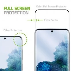 SGSAMS20PF - Samsung Galaxy S20+ Full Coverage Screen Protector, Premium Ultra-Thin Tempered Glass Screen Protector For Samsung Galaxy S20 Plus (0.3mm) By Cellet Full Catalog