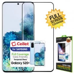 SGSAMS20PF - Samsung Galaxy S20+ Full Coverage Screen Protector, Premium Ultra-Thin Tempered Glass Screen Protector For Samsung Galaxy S20 Plus (0.3mm) By Cellet Full Catalog
