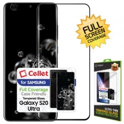 SGSAMS20UF - Samsung Galaxy S20 Ultra Full Coverage Screen Protector, Premium Ultra-Thin Tempered Glass Screen Protector For Samsung Galaxy S20 Ultra (0.3mm) By Cellet Full Catalog