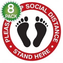 Cellet Full Catalog SK07 - 8 Pack 6FT Social Distancing Floor Decal, Anti-Slip Safety Social Distancing Floor Decal Marker For Banks, Shopping Centers, Grocery Stores And More