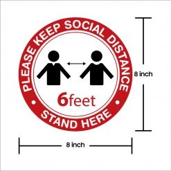 Cellet SK09 - 8 Pack 6FT Social Distancing Floor Decal, Anti-Slip Safety Social Distancing Floor Decal Marker For Banks, Shopping Centers, Grocery Stores And More