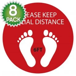 Cellet Full Catalog SK08 - 8 Pack 6FT Social Distancing Floor Decal, Anti-Slip Safety Social Distancing Floor Decal Marker For Banks, Shopping Centers, Grocery Stores And More