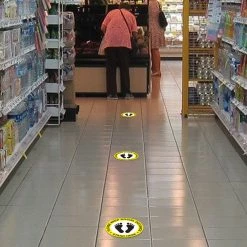 Cellet SK03 - 8 Pack 6FT Social Distancing Floor Decal, Anti-Slip Safety Social Distancing Floor Decal Marker For Banks, Shopping Centers, Grocery Stores And More