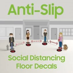 Cellet Full Catalog SK04 - 8 Pack 6FT Social Distancing Floor Decal, Anti-Slip Safety Social Distancing Floor Decal Marker For Banks, Shopping Centers, Grocery Stores And More