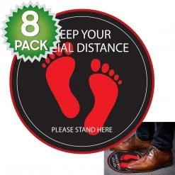 Cellet Full Catalog SK04 - 8 Pack 6FT Social Distancing Floor Decal, Anti-Slip Safety Social Distancing Floor Decal Marker For Banks, Shopping Centers, Grocery Stores And More