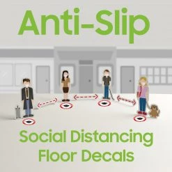 Cellet SK05 - 8 Pack 6FT Social Distancing Floor Decal, Anti-Slip Safety Social Distancing Floor Decal Marker For Banks, Shopping Centers, Grocery Stores And More Full Catalog