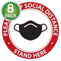Cellet SK05 - 8 Pack 6FT Social Distancing Floor Decal, Anti-Slip Safety Social Distancing Floor Decal Marker For Banks, Shopping Centers, Grocery Stores And More Full Catalog