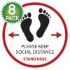 Cellet SK06 - 8 Pack 6FT Social Distancing Floor Decal, Anti-Slip Safety Social Distancing Floor Decal Marker For Banks, Shopping Centers, Grocery Stores And More