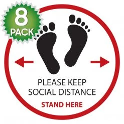 Cellet SK06 - 8 Pack 6FT Social Distancing Floor Decal, Anti-Slip Safety Social Distancing Floor Decal Marker For Banks, Shopping Centers, Grocery Stores And More