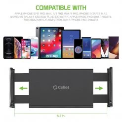 Full Catalog PH355BK - Universal Back Seat Headrest Tablet/Phone Mount Holder With Extendable Telescopic Arm And 360 Degree Rotation For Apple IPad, IPad Pro, IPad Mini, IPhones And Other Smartphones And Tablets (fits Up To 8”) By Cellet - Black