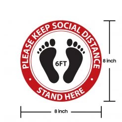 Cellet SK02 - 8 Pack 6FT Social Distancing Floor Decal, Anti-Slip Safety Social Distancing Floor Decal Marker For Banks, Shopping Centers, Grocery Stores And More