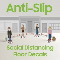 Cellet SK10 - 8 Pack 6FT Social Distancing Floor Decal, Anti-Slip Safety Social Distancing Floor Decal Marker For Banks, Shopping Centers, Grocery Stores And More
