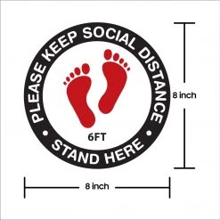 Cellet SK10 - 8 Pack 6FT Social Distancing Floor Decal, Anti-Slip Safety Social Distancing Floor Decal Marker For Banks, Shopping Centers, Grocery Stores And More