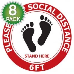 Cellet SK12 - 8 Pack 6FT Social Distancing Floor Decal, Anti-Slip Safety Social Distancing Floor Decal Marker For Banks, Shopping Centers, Grocery Stores And More Full Catalog