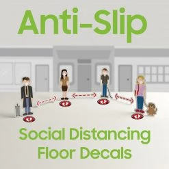 Cellet SK11 - 8 Pack 6FT Social Distancing Floor Decal, Anti-Slip Safety Social Distancing Floor Decal Marker For Banks, Shopping Centers, Grocery Stores And More