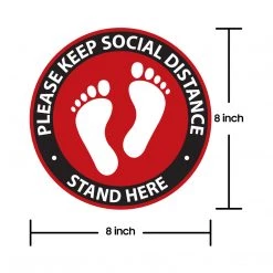 Cellet SK11 - 8 Pack 6FT Social Distancing Floor Decal, Anti-Slip Safety Social Distancing Floor Decal Marker For Banks, Shopping Centers, Grocery Stores And More