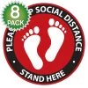 Cellet SK11 - 8 Pack 6FT Social Distancing Floor Decal, Anti-Slip Safety Social Distancing Floor Decal Marker For Banks, Shopping Centers, Grocery Stores And More