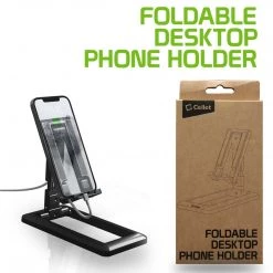 Cellet Wholesale New Arrivals PH140BK - Adjustable Foldable Desktop Smartphone And Tablet Stand, Heavy Duty Adjustable Phone Stand With Non-Slip Rubberized Grips And Base Compatible To Smartphones, Tablets, And IPads - Black