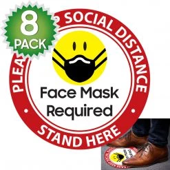 Cellet SK01 - 8 Pack 6FT Social Distancing Floor Decal, Anti-Slip Safety Social Distancing Floor Decal Marker For Banks, Shopping Centers, Grocery Stores And More