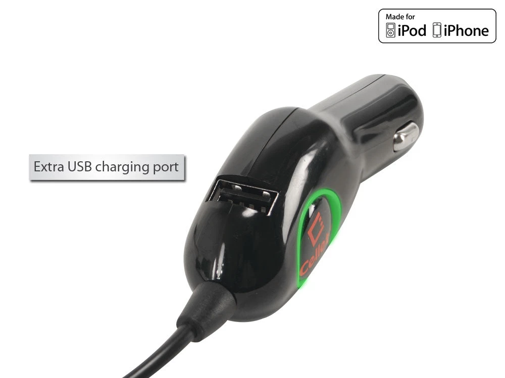 PAPPLEU - Cellet Extra USB Charging Port Plug In Car Charger With Green LED For Apple IPod Touch, Nano, IPhone 3G S, & IPhone 4 (Made For IPhone, Licensed By Apple) 3 PAPPLEU - Cellet Extra USB Charging Port Plug In Car Charger With Green LED For Apple IPod Touch, Nano, IPhone 3G S, & IPhone 4 (Made For IPhone, Licensed By Apple)
