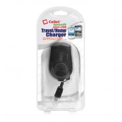 TCMOTV3R - Cellet MINI USB Black Retractable Travel Charger FOR GoPRO, All GPS, DIGITAL CAMERA, ETC.