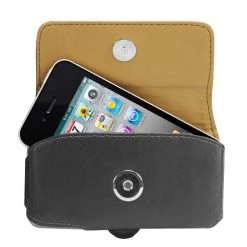 NOBLEP4 - Cellet Black Horizontal Noble Case With Cellet Removable Spring Clip For Apple IPhone And Similar Size Phones