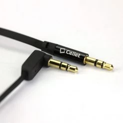 CN3535K - Cellet 5 Foot (1.5 Meter) Premium Flat Wire 3.5mm To 3.5mm Right Angle Pin Auxiliary Audio Cable