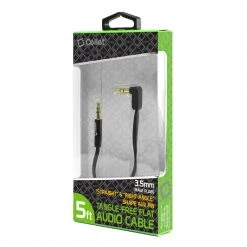CN3535K - Cellet 5 Foot (1.5 Meter) Premium Flat Wire 3.5mm To 3.5mm Right Angle Pin Auxiliary Audio Cable