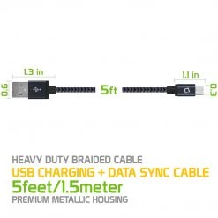 Full Catalog DAMICROUSBB - Micro USB Cable, Cellet 5 Ft. Micro USB Charging / Data Cable - Black