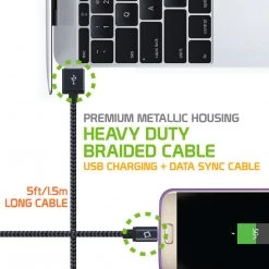 Full Catalog DAMICROUSBB - Micro USB Cable, Cellet 5 Ft. Micro USB Charging / Data Cable - Black