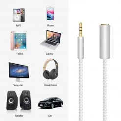 Full Catalog CNIPHONEWT - Cellet 6 Inch Gold Plated 3.5mm TRRS Male To Female Audio Adapter For Mobile Credit Card Reader, Headphones, Audio Aux, Car Stereo - White