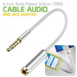 Full Catalog CNIPHONEWT - Cellet 6 Inch Gold Plated 3.5mm TRRS Male To Female Audio Adapter For Mobile Credit Card Reader, Headphones, Audio Aux, Car Stereo - White