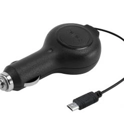 PMOTQ9RB - Cellet Compact 10 Watt Powered Micro USB Retractable Plug In Car Charger