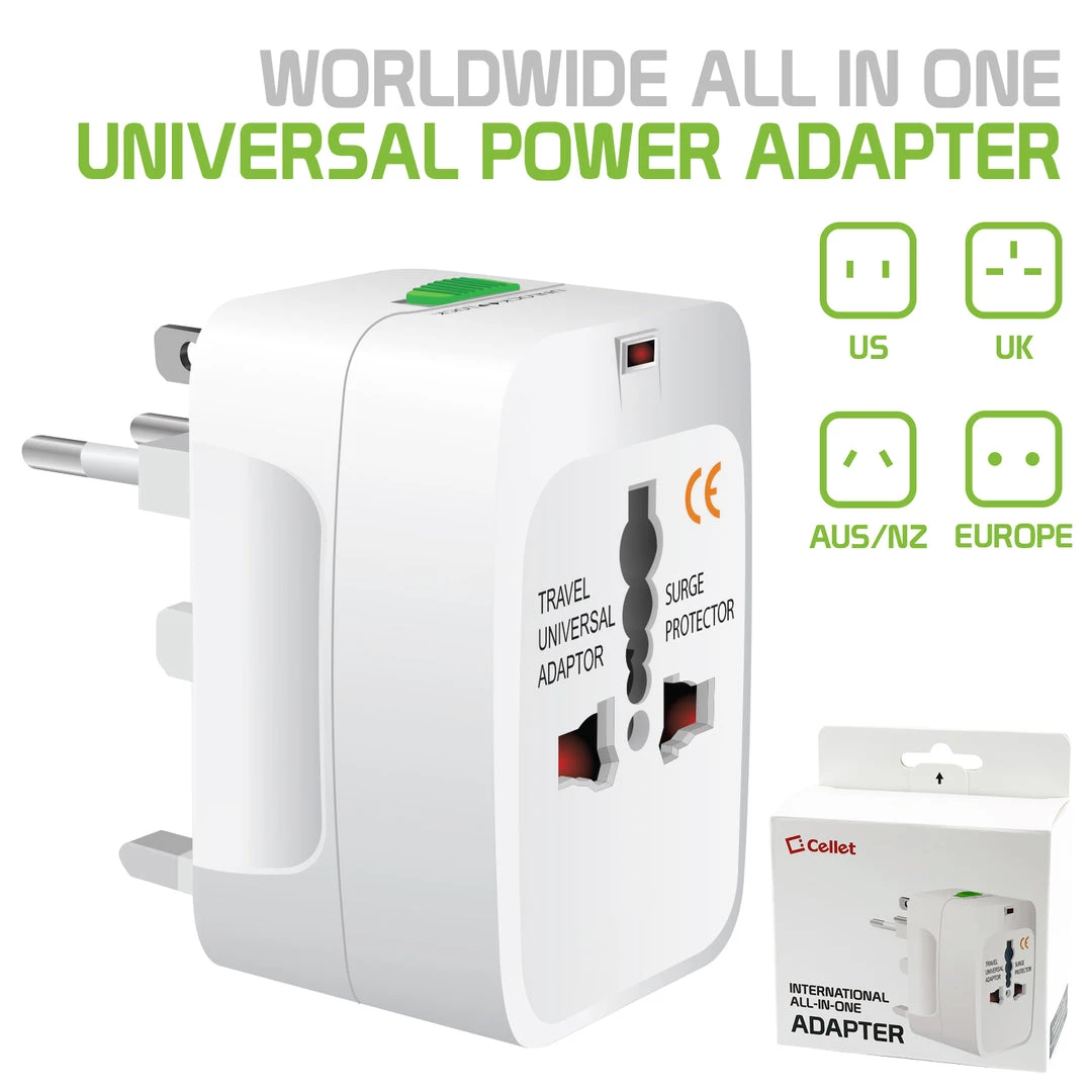 Cellet CNUNM - Worldwide All-In-One Universal Power Adapter - White 1 Cellet CNUNM - Worldwide All-In-One Universal Power Adapter - White