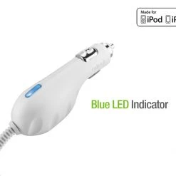 PIPHGW - Cellet MFi 5 Watt / 1 Amp Car Charger With Blue LED For Apple IPhone 4, 3GS, 3G, IPod Touch, & Nano