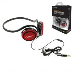 Full Catalog EP3560RD - Cellet Red 3.5mm Stereo Neckband Earhook Hands Free Headset With Microphone (on & Off Switch)
