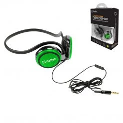 Full Catalog EP3560GR - Cellet Green 3.5mm Stereo Neckband Earhook Hands Free Headset With Microphone (on & Off Switch)