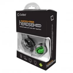 Full Catalog EP3560GR - Cellet Green 3.5mm Stereo Neckband Earhook Hands Free Headset With Microphone (on & Off Switch)