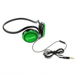 Full Catalog EP3560GR - Cellet Green 3.5mm Stereo Neckband Earhook Hands Free Headset With Microphone (on & Off Switch)