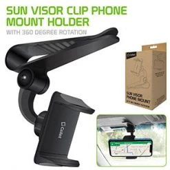 PH700 - Cellet Sun Visor Clip Phone Mount Holder With 360 Degree Rotation Compatible To IPhone XS Max, XS/XR, 8/8 Plus, Samsung Galaxy S10, S10 Plus, S10e, Note 9/8/7, LG V50, V40 ThinQ, G7 ThinQ
