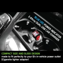 PUSB2ADWB - Cellet RapidCharge 12W 2.4A Dual USB Car Charger For Android And Apple Devices - White