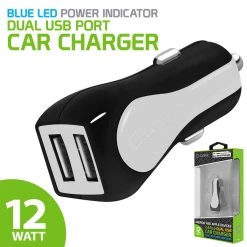 PUSB2ADWB - Cellet RapidCharge 12W 2.4A Dual USB Car Charger For Android And Apple Devices - White