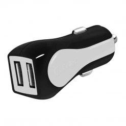 PUSB2ADWB - Cellet RapidCharge 12W 2.4A Dual USB Car Charger For Android And Apple Devices - White