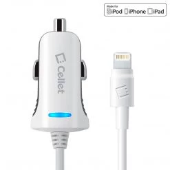 GoCellet PAPP5GWB- MFI Certified Lightning Car Charger 2.4 Amp - 4Ft -White