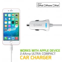 GoCellet PAPP5GWB- MFI Certified Lightning Car Charger 2.4 Amp - 4Ft -White