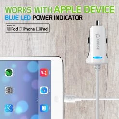 GoCellet PAPP5GWB- MFI Certified Lightning Car Charger 2.4 Amp - 4Ft -White