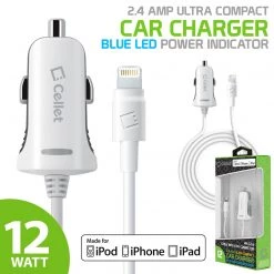 GoCellet PAPP5GWB- MFI Certified Lightning Car Charger 2.4 Amp - 4Ft -White