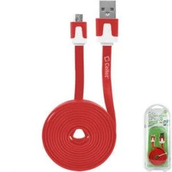 DAMICROHRD - Cellet 4 Ft. Flat Wire Micro USB Charging/Data Cable -Red