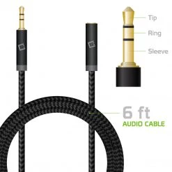 Full Catalog CN35EXT6 - Cellet 6 Ft. Gold Plated 3.5mm Male To Female Audio Extension Cable For Headphones, Audio Aux, Car Stereo